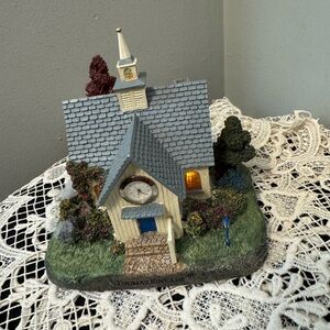 Thomas Kinkade Blue and Green Cottage Figurine